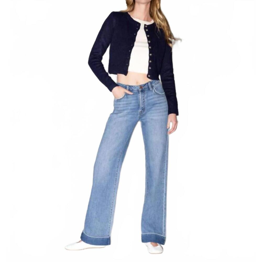 NEW VERVET BY FLYING MONKEY harlow cuffed denim trouser in blue